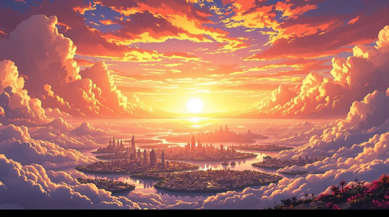 动漫免费在线观看云海幻想世界巨幕背景